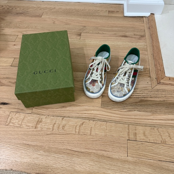 GUCCI GG Supreme Monogram Water Flora Web 1977 Tennis Sneakers 37.5 - Perfect! - Picture 4 of 8